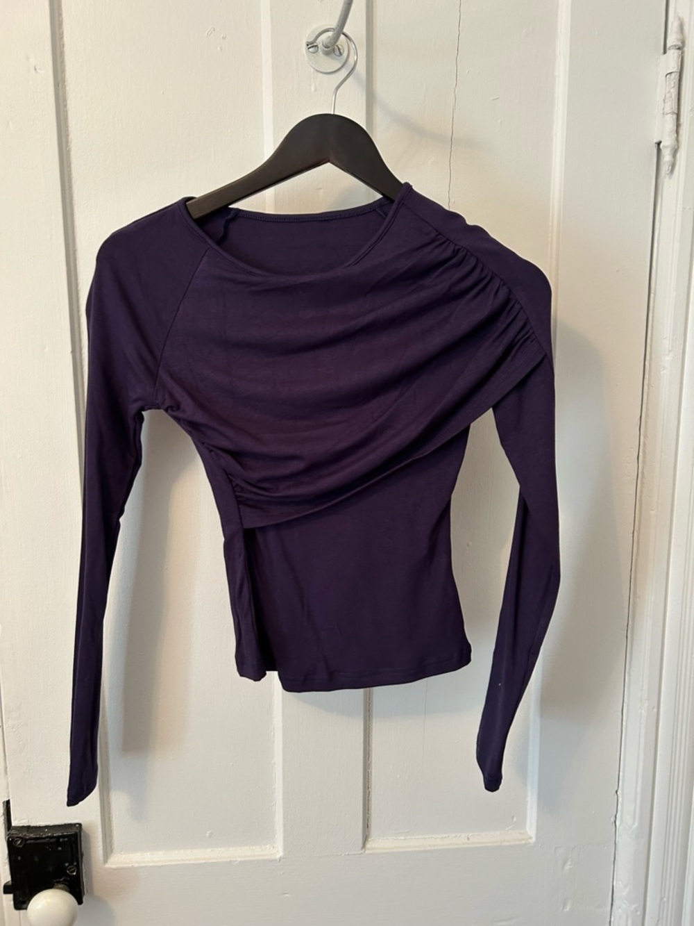 Commense Women's Long-Sleeve Ruched Shoulder Top - Purple